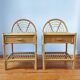 Paire de tables de chevets vintage en rotin clair