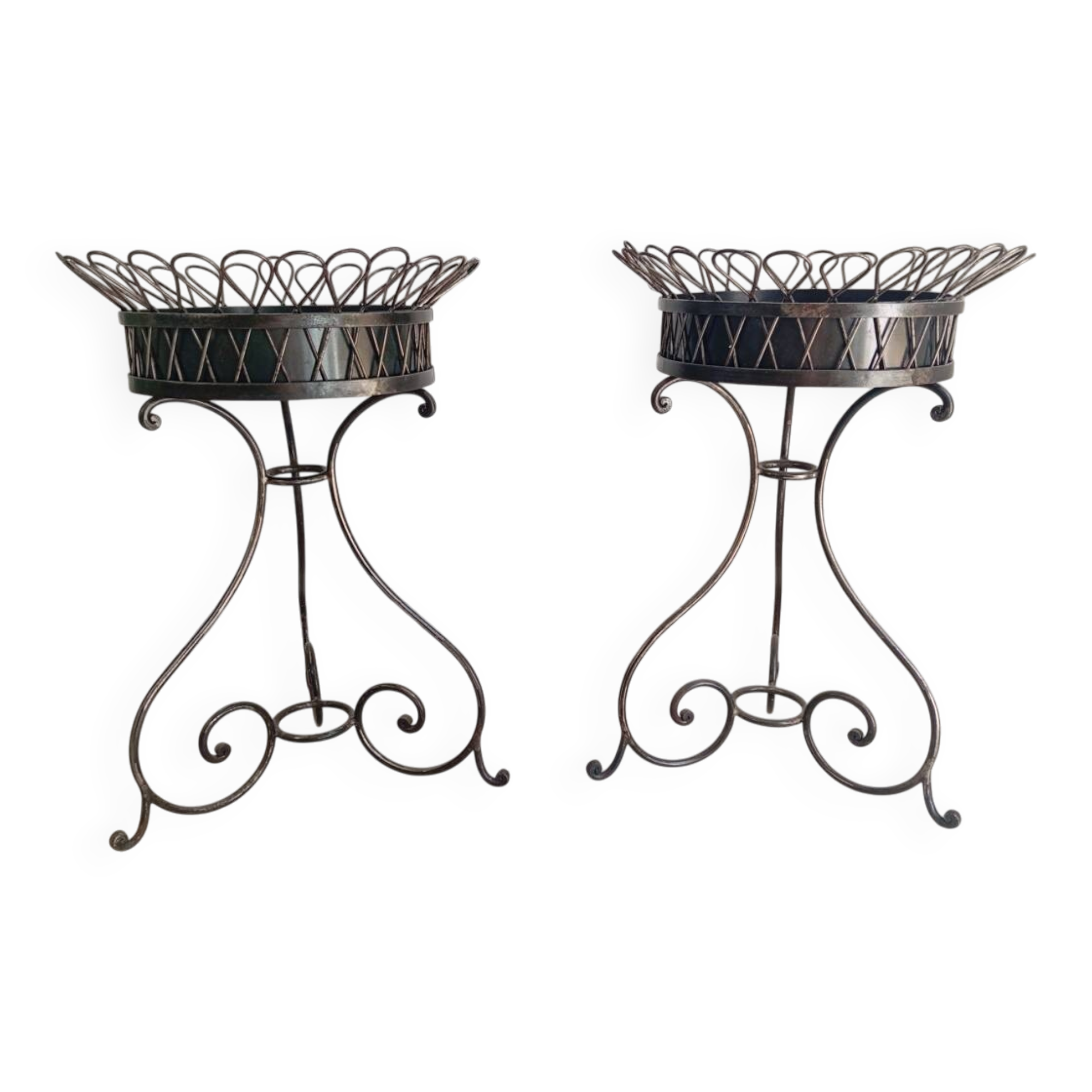 Pair of wrought iron planters