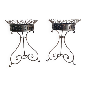Pair of wrought iron planters
