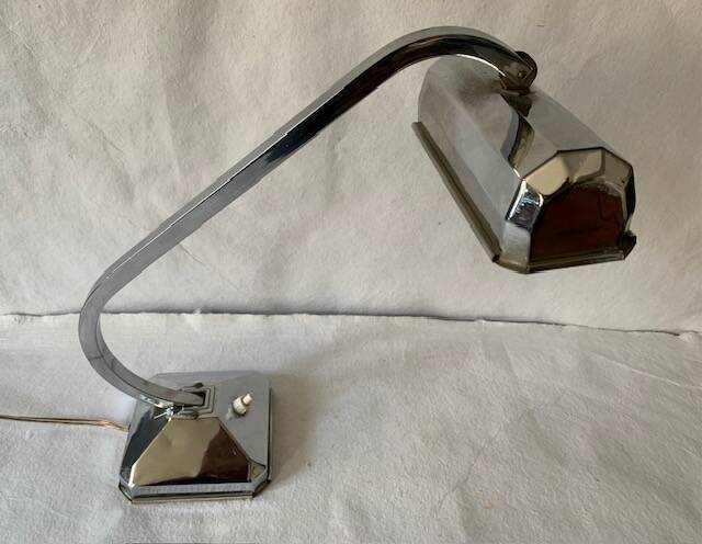 Art deco desk lamp in chrome metal, 1920