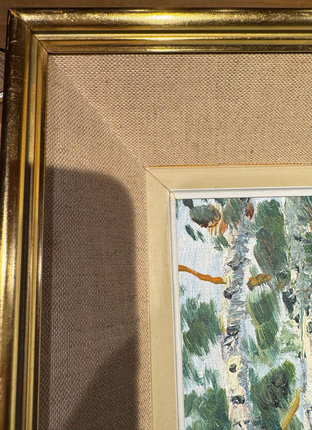 Antique painting, landscape under the snow, signed Fallet 1967