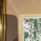 Antique painting, landscape under the snow, signed Fallet 1967