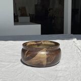 A small stoneware bowl, brown exterior, speckled grey interior D15