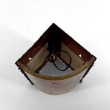 Corner wall light from the potters of Accolay in patinated copper and fractal resin,