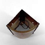 Corner wall light from the potters of Accolay in patinated copper and fractal resin,
