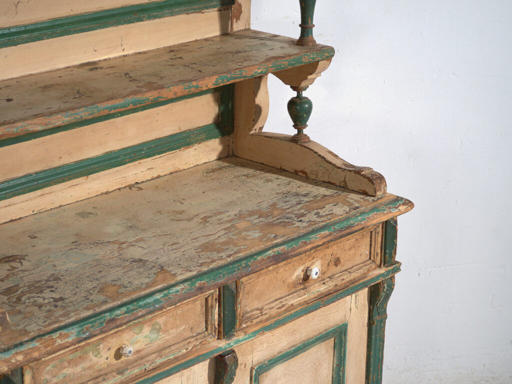 Pine kitchen buffet with two doors and shelves – Central Europe, around 1910