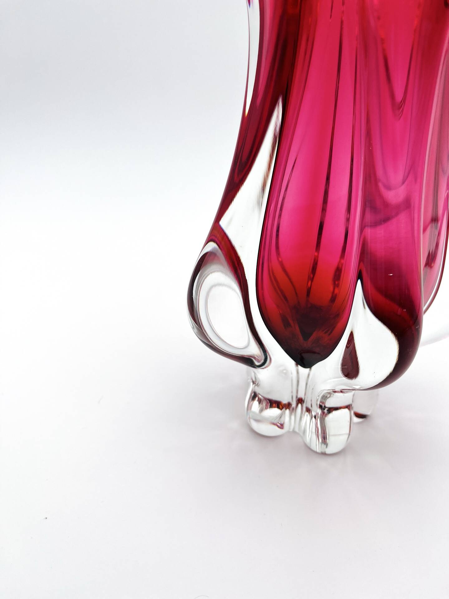 Organic Art Vase Josef Hospodka - Sommerso Ruby/Mandarin