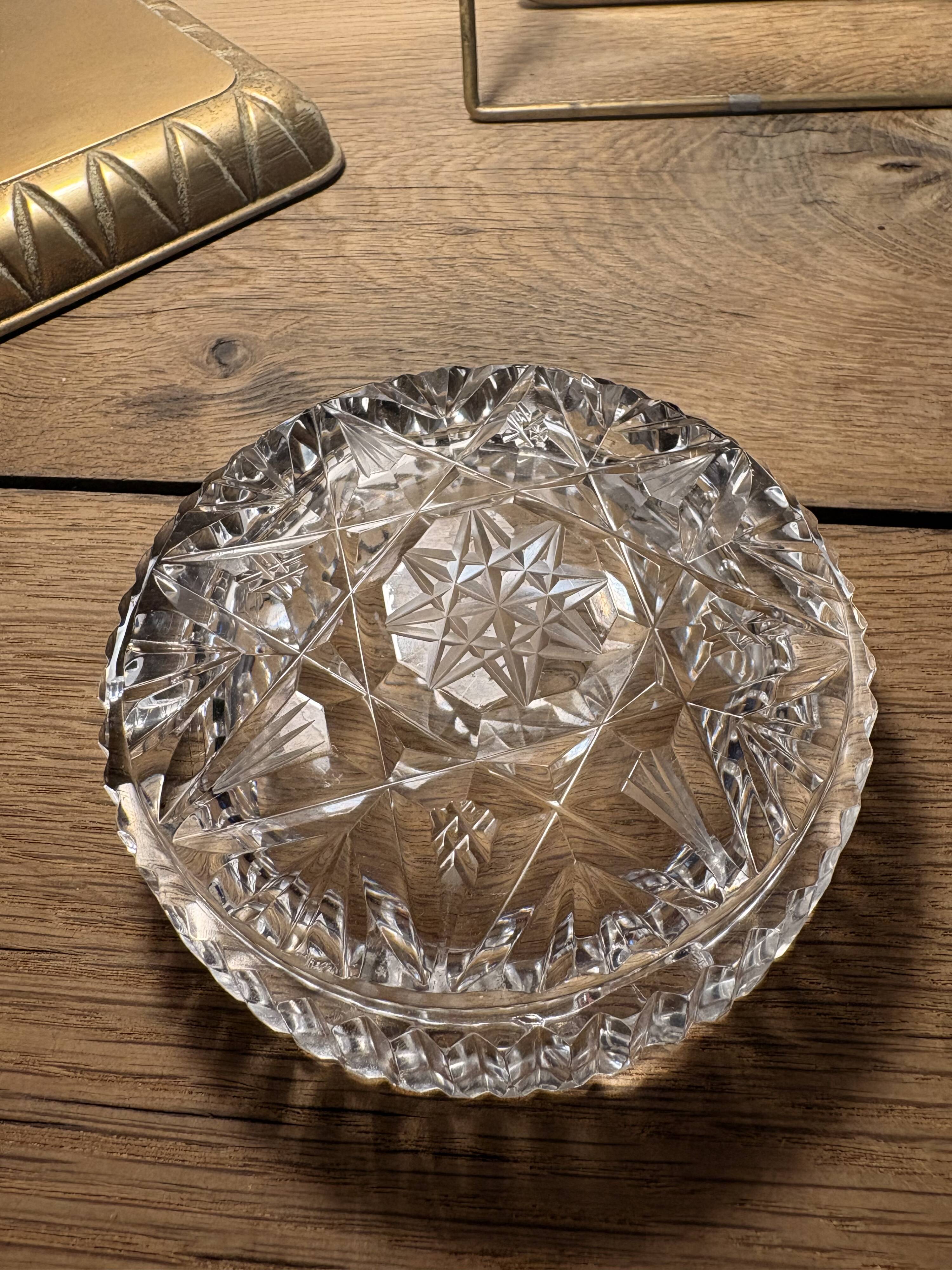 Cut crystal ashtray – in the style of Bohemian crystal