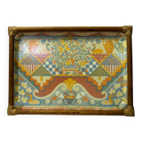 Plateau en rotin vintage