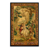 Elegant French Style Verdure & Romantic Court Scene Wool Tapestry Wall Hanging