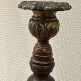 Oak Open Barley Twist Candlesticks with cast brass tops