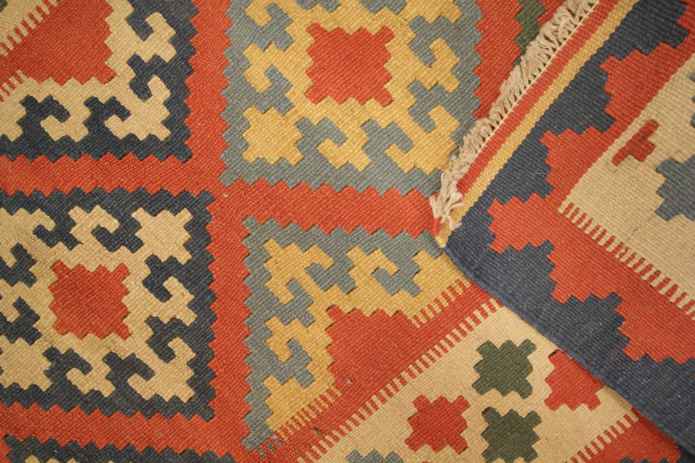 Multicolour Geometric Tribal Handwoven Stair & Hallway Runner Rug 308x87cm