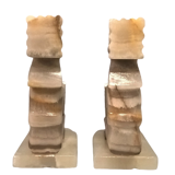 Pair of Aztecs 70's bookends in Agatha - Tellez Mines Serre Hbar - Handmade - Mexico