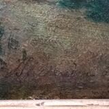 19th century oil painting on canvas, countryside landscape dated and signed