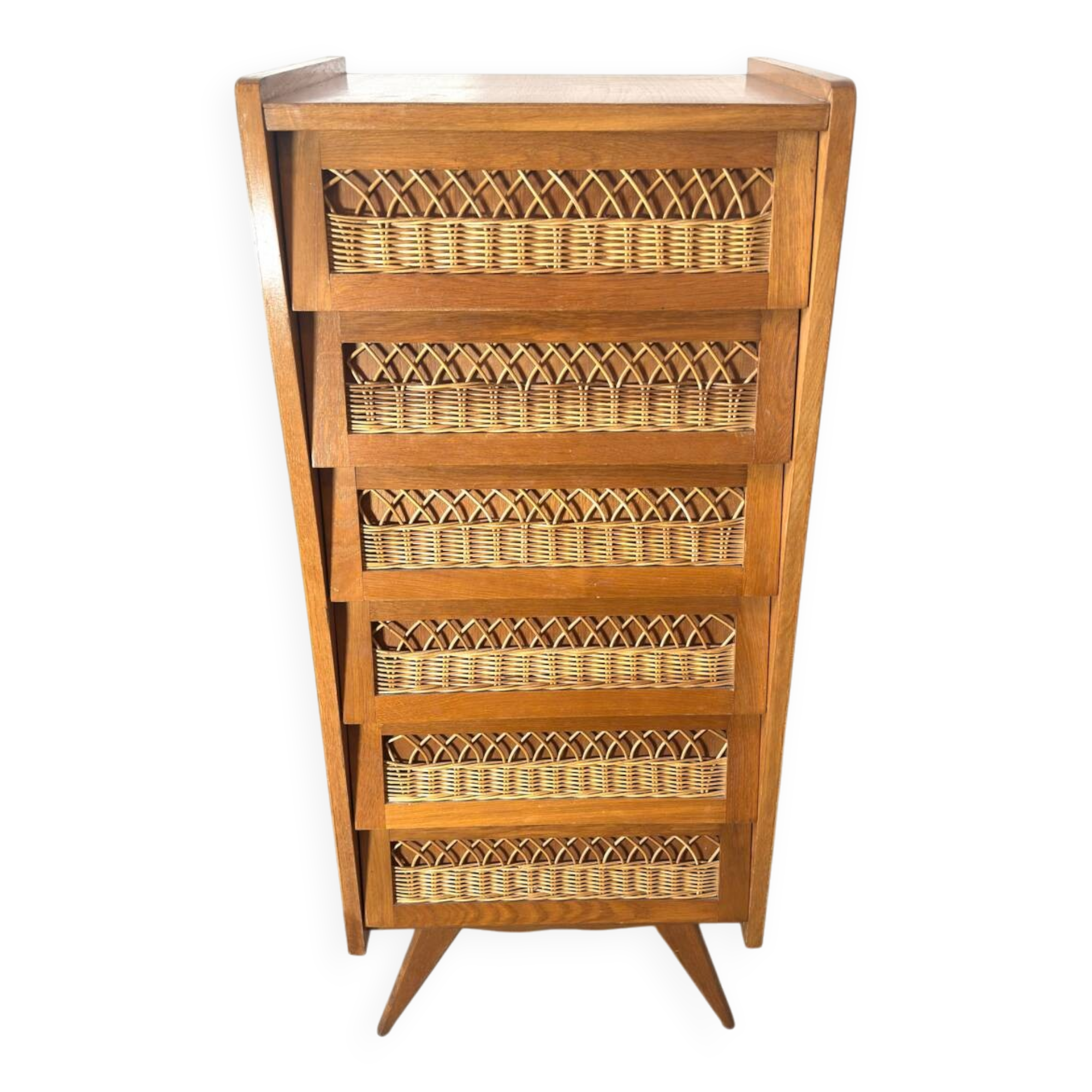 Vintage rattan chest of drawers