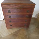 Art Deco chest of drawers with 4 drawers in oak, France 1930s-50s