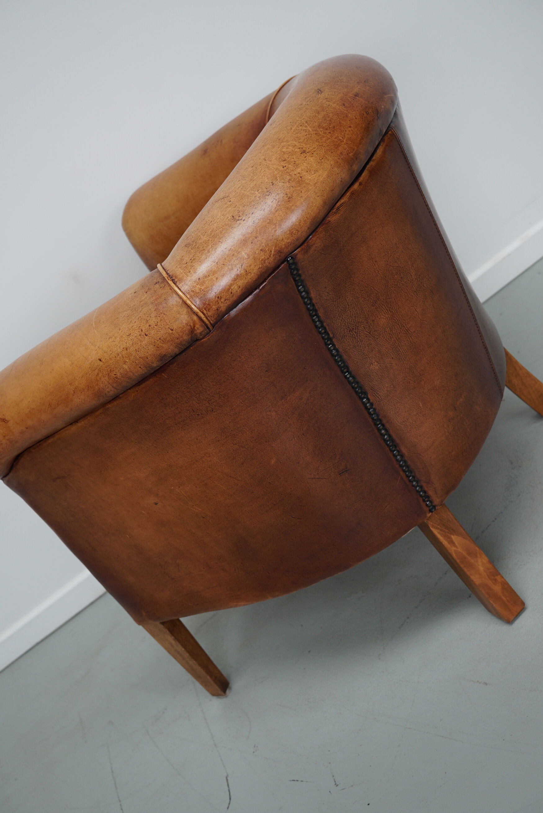 Vintage Dutch Cognac Colored Leather Club Chair
