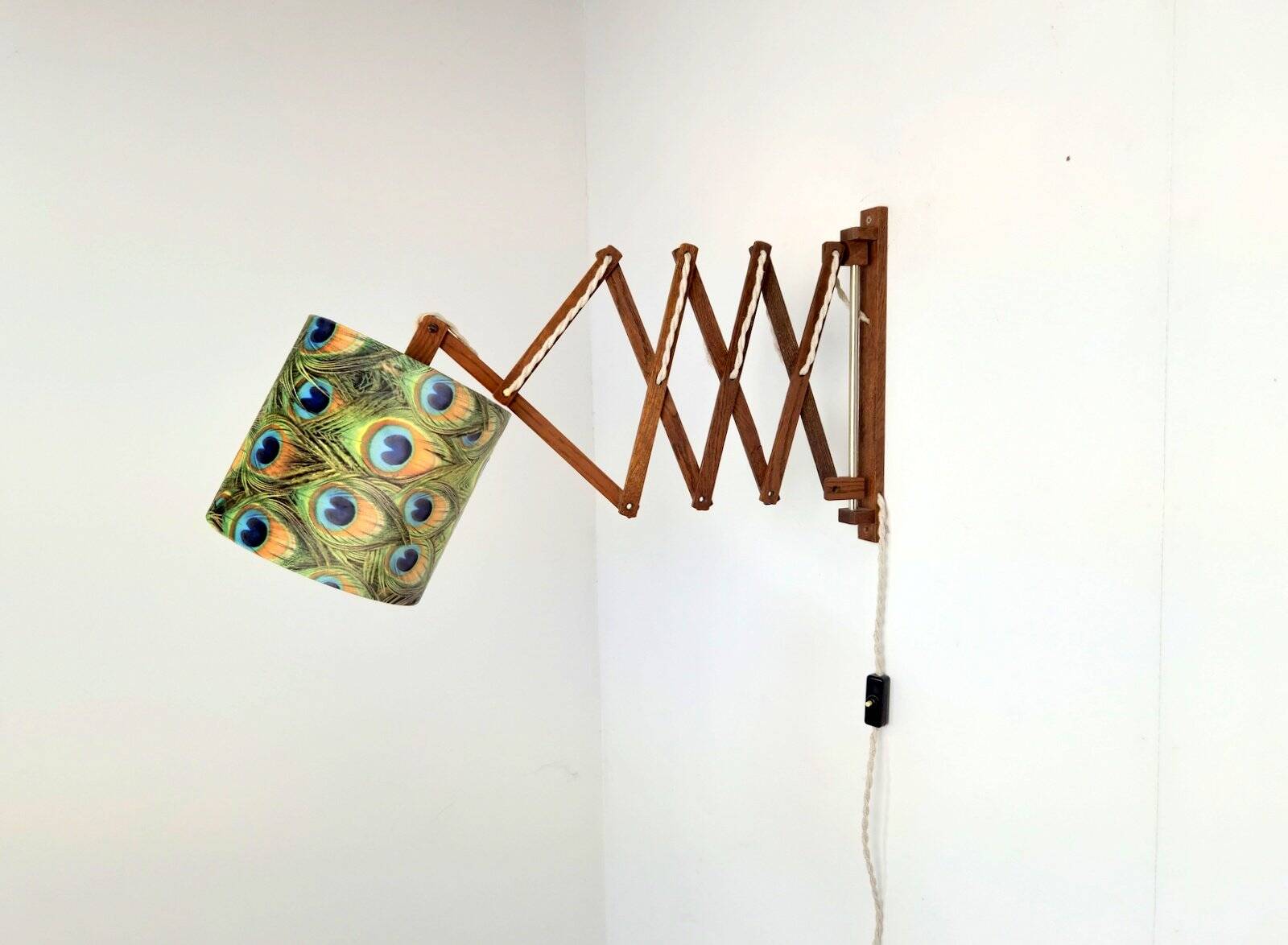 Scandinavian Teak Scissor Wall Lamp, 1950s