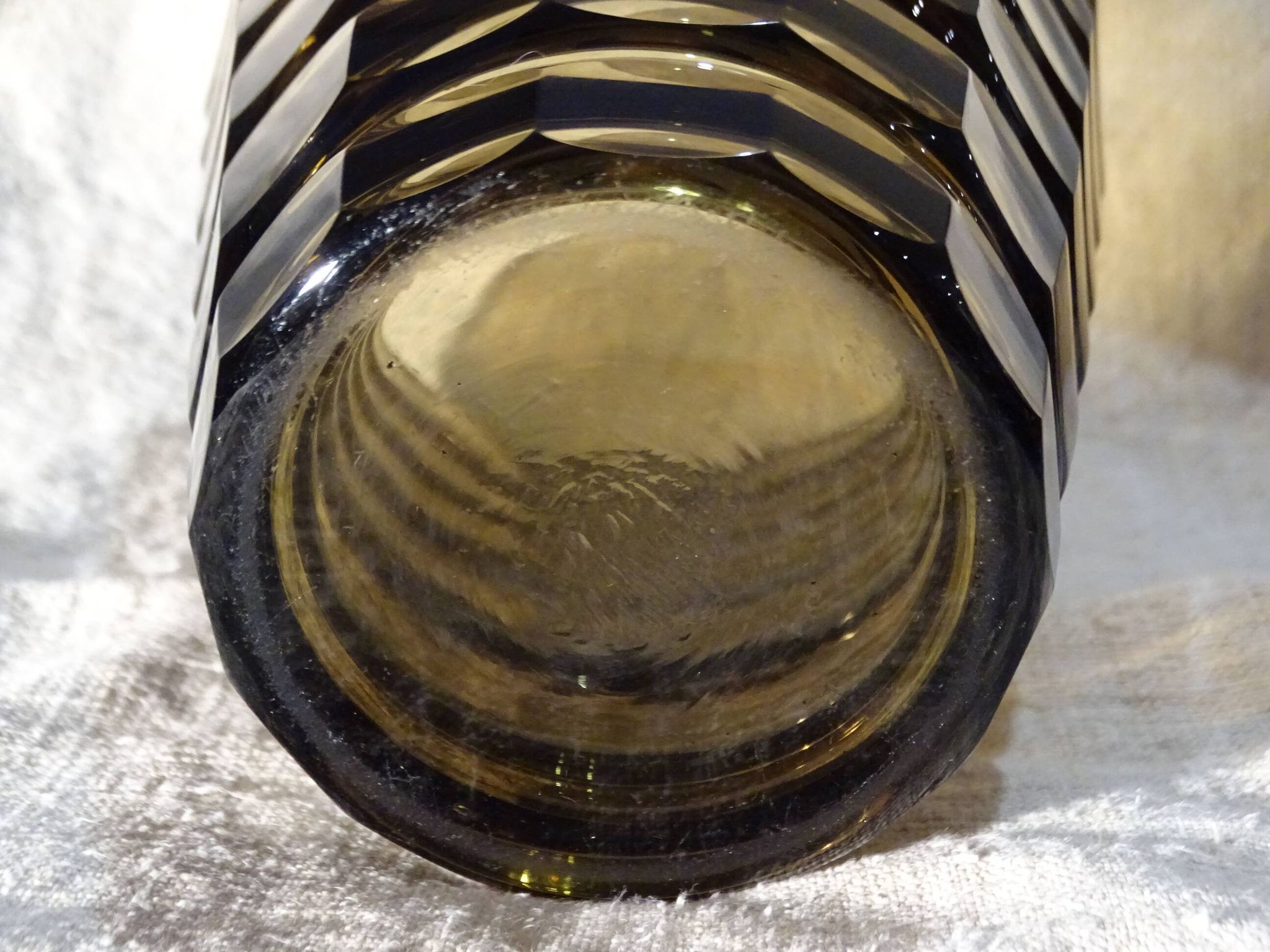Vase signed Daum Nancy Art Deco Smoked Glass Geometric Decor