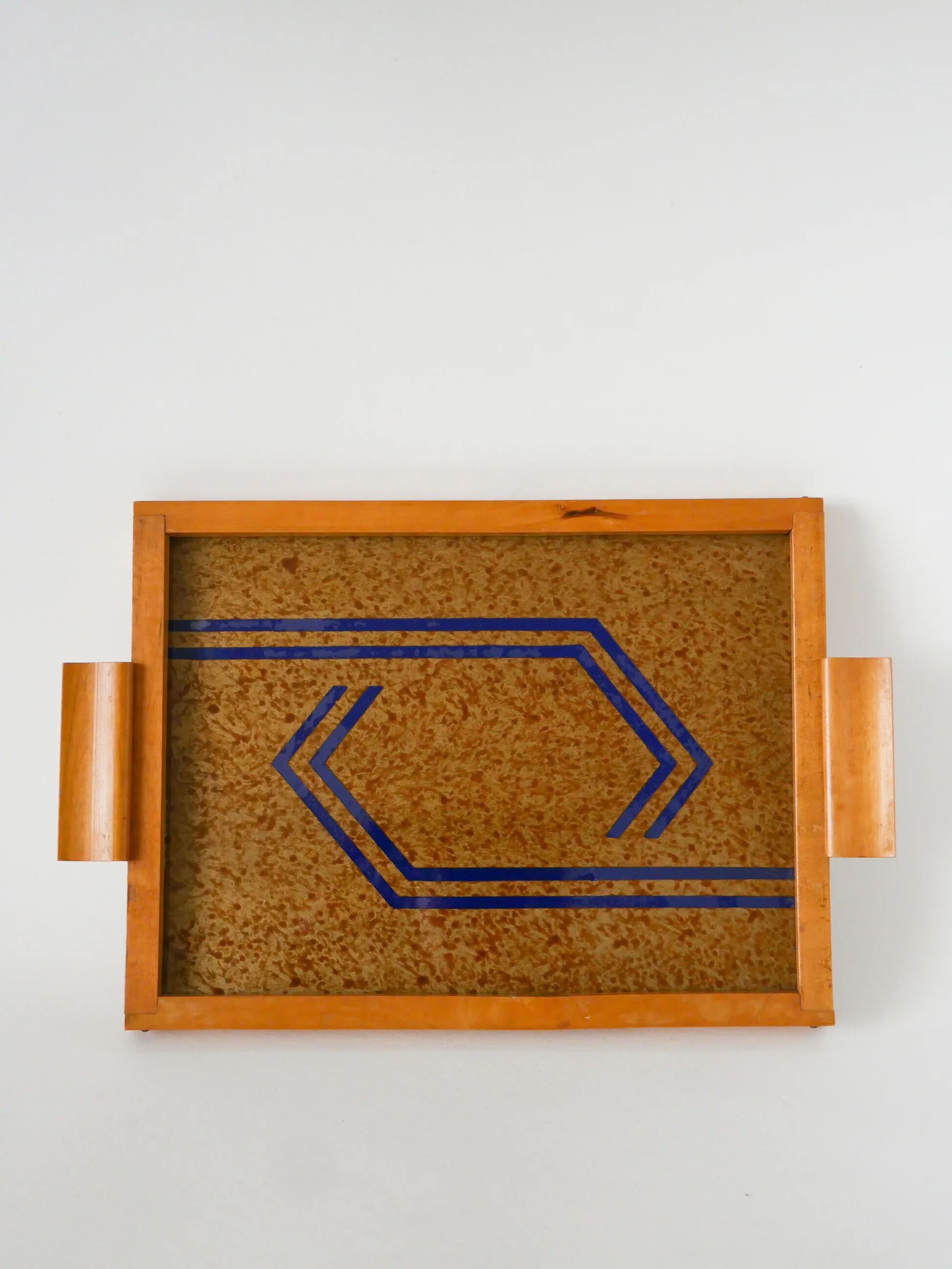 Light wood plateau, wood and blue, 1960