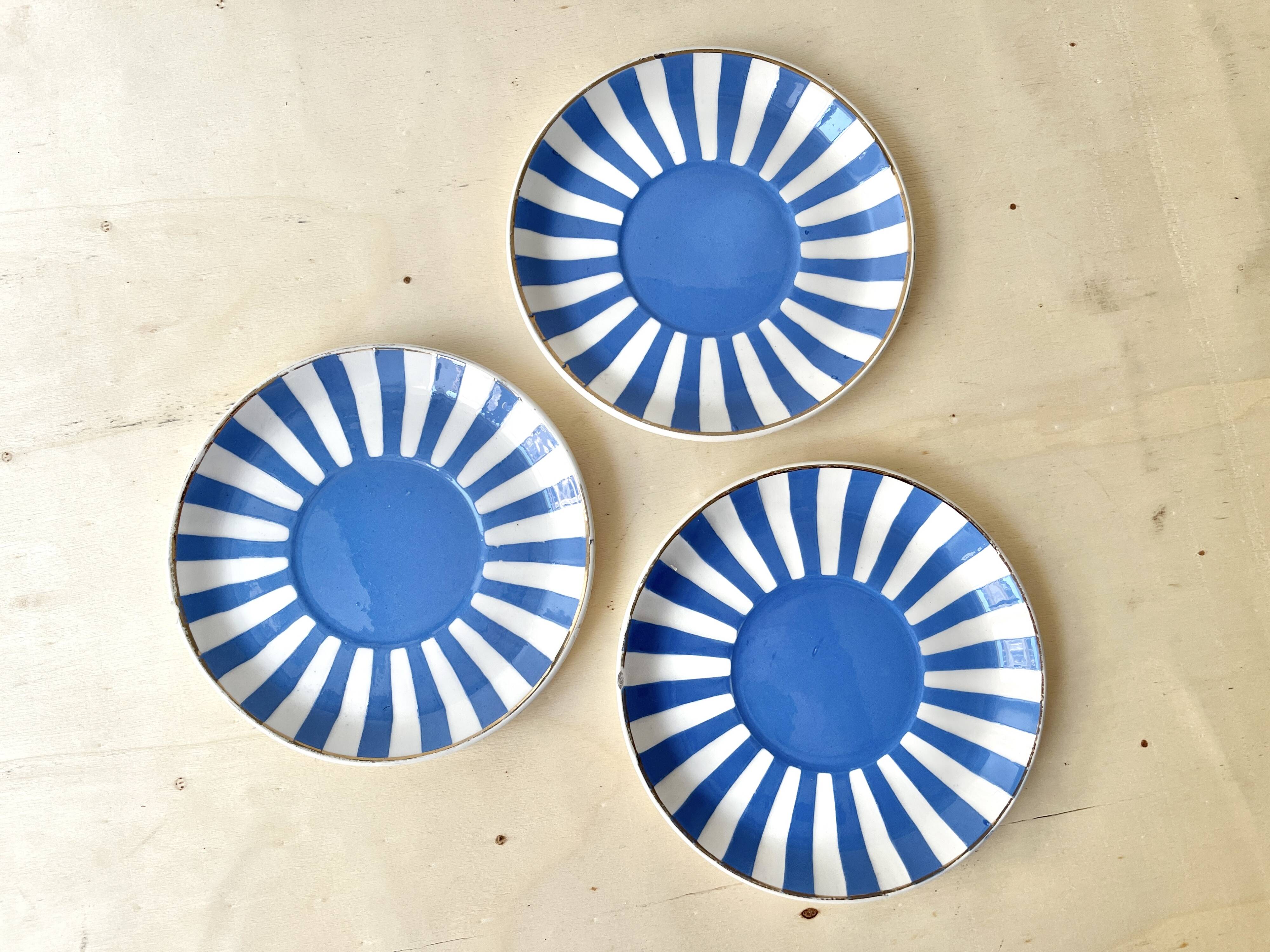 Set of 3 FOX TROTT coffee cups from Sarreguemines, 1930s, Art Deco service.