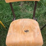 Set of 6 70s school chairs in different patinas and models