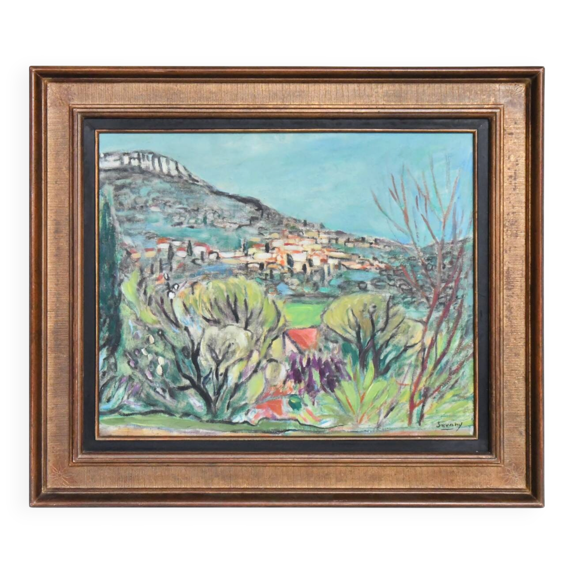 Robert savary (1920-2000) oil on canvas depicting a provençal landscape.