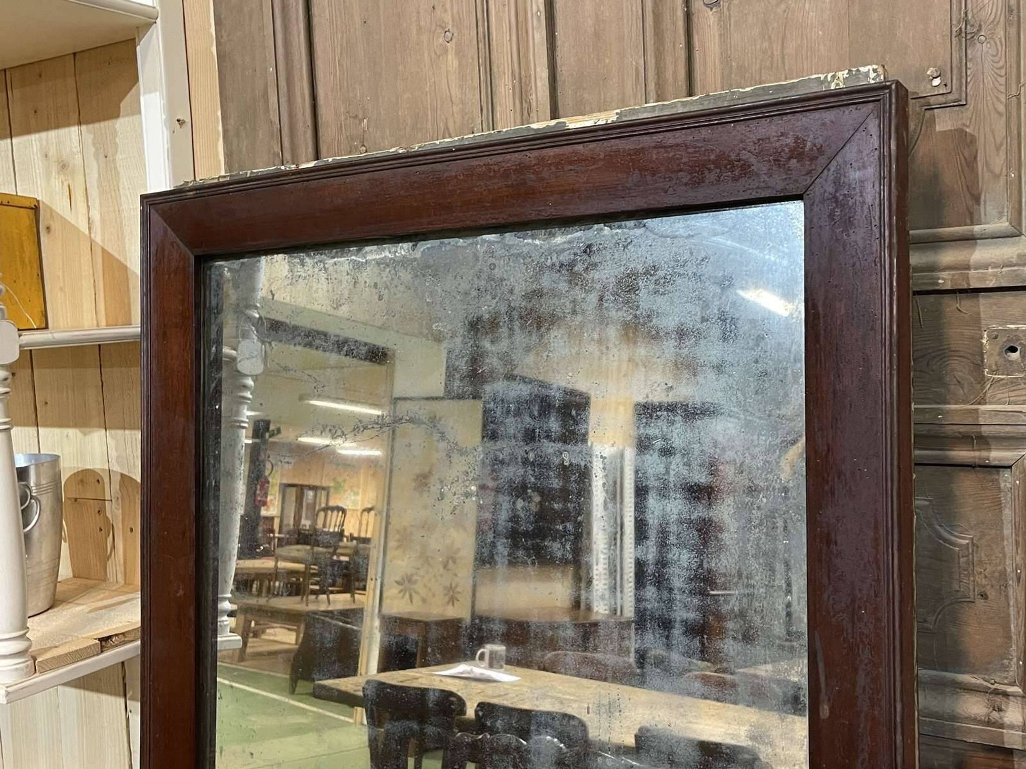 19th-century mirror with wooden frame, in original condition - 1.79m x 87cm