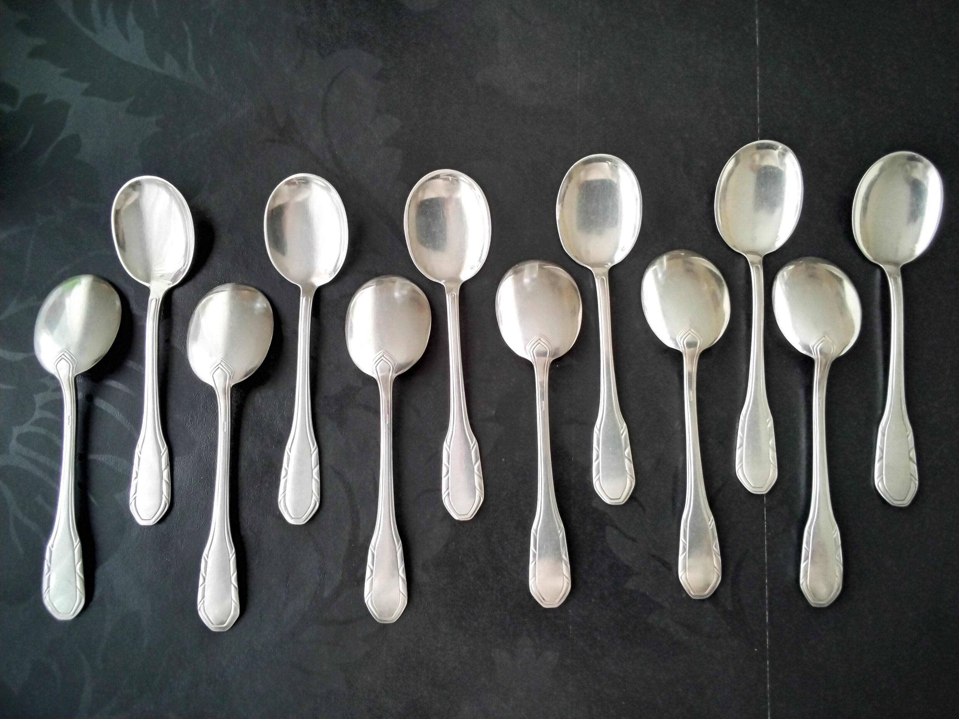 12 sfam silver metal ice cream spoons