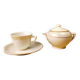 Duo tasse théière en porcelaine fine du berry - massé et surget