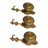 Three coat hooks with brass hook