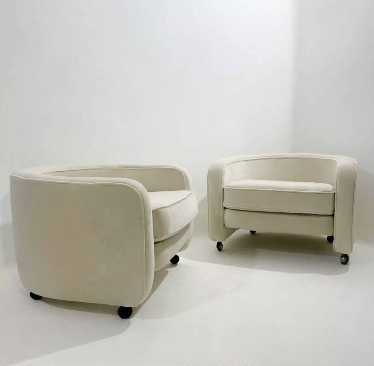 Mid-Century Modern Italian Armchairs on casters, 1970s (3 available)