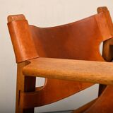 Børge Mogensen Spanish Chair in Cognac Leather and Oak for Fredericia, 1967