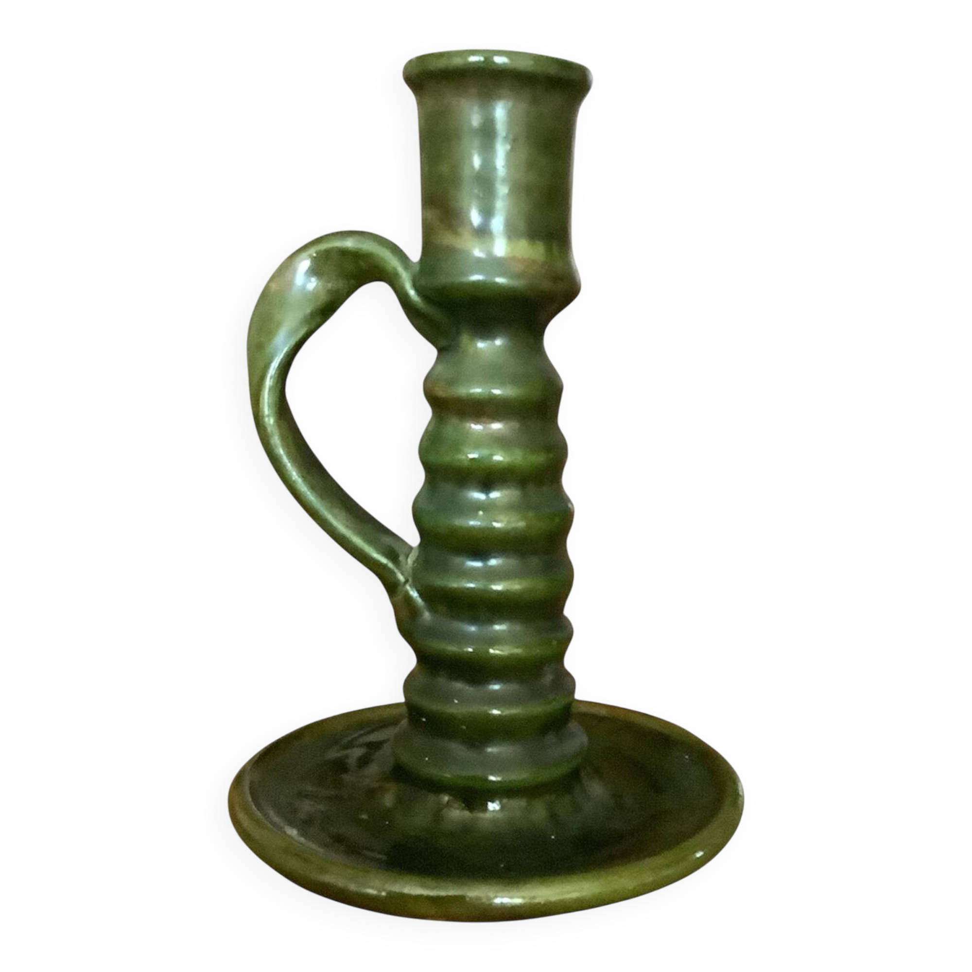 Artisanal chandelier in green ceramic