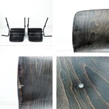 Lot de 2 chaises vintage Pagholz assise brun foncé piètement métal noir Wes