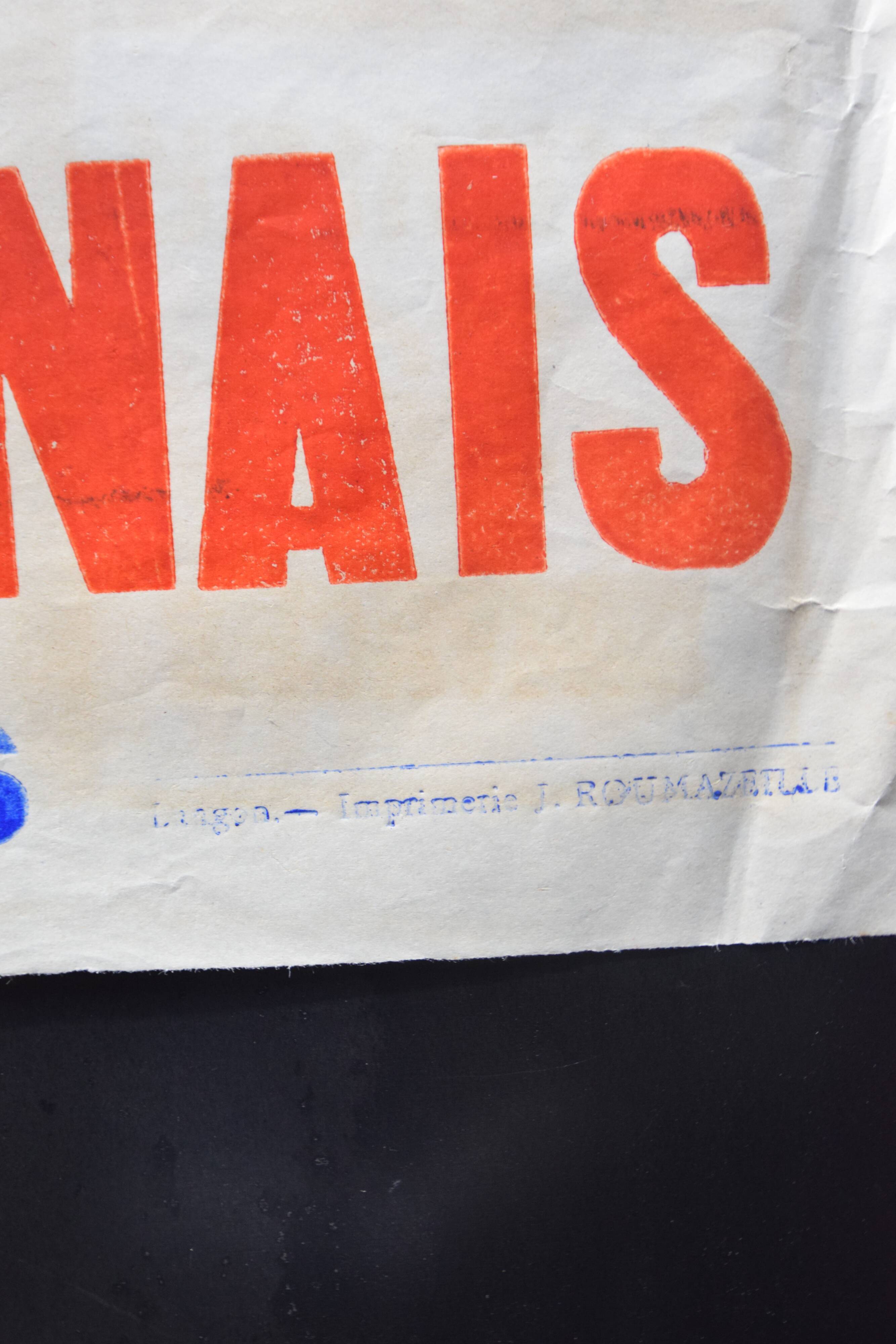 "Rugby Match" poster - City of Langon - 1930s