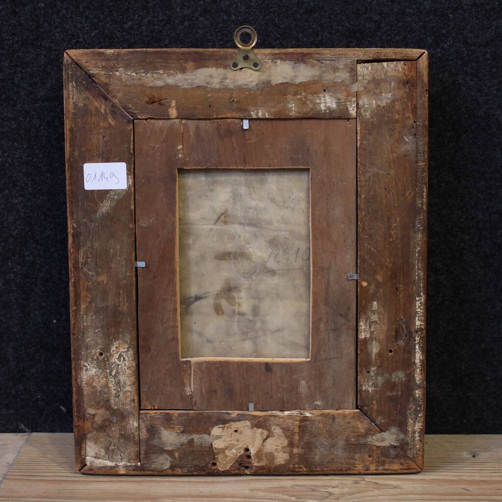 Antique 17th century marble painting, portrait of a South American nobleman