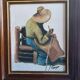 Original Swedish Oil on canvas “Basket-Making Woman” Signed & Framed 27×33cm