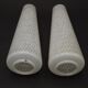 Pair of French vintage retro white opaque patterned glass replacement shades.