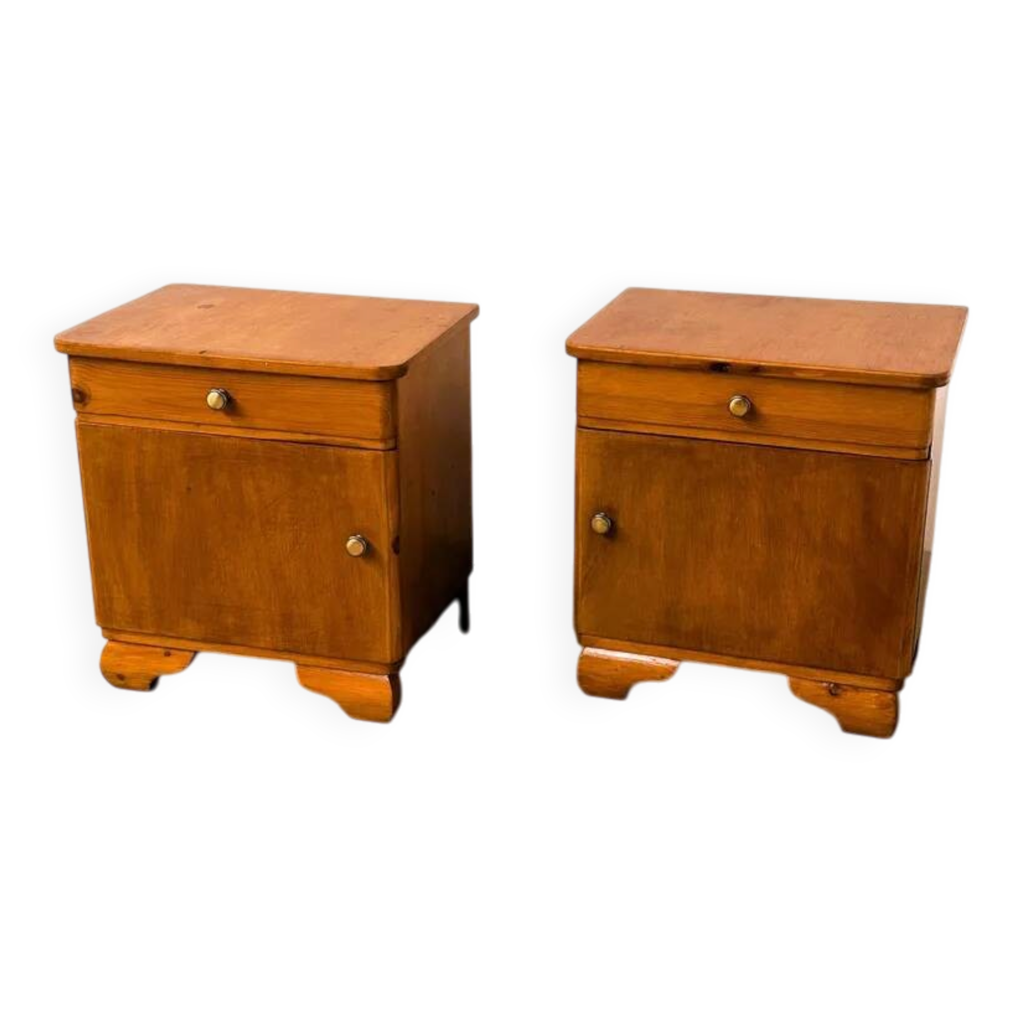Pair of Vintage Art Deco Nightstands, 1930s-1940s