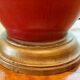 Vintage ceramic table lamp with a lacquered finish, golden potiche base and brass.