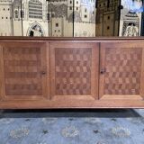 Vintage 1960 row in oak and oak marquetry