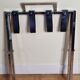 Luggage rack in chrome steel and leather 80s