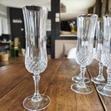 Set of 10 vintage Cristal d'Arques champagne flutes, Longchamp model