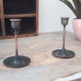 Pair of vintage Scandinavian brass candlesticks