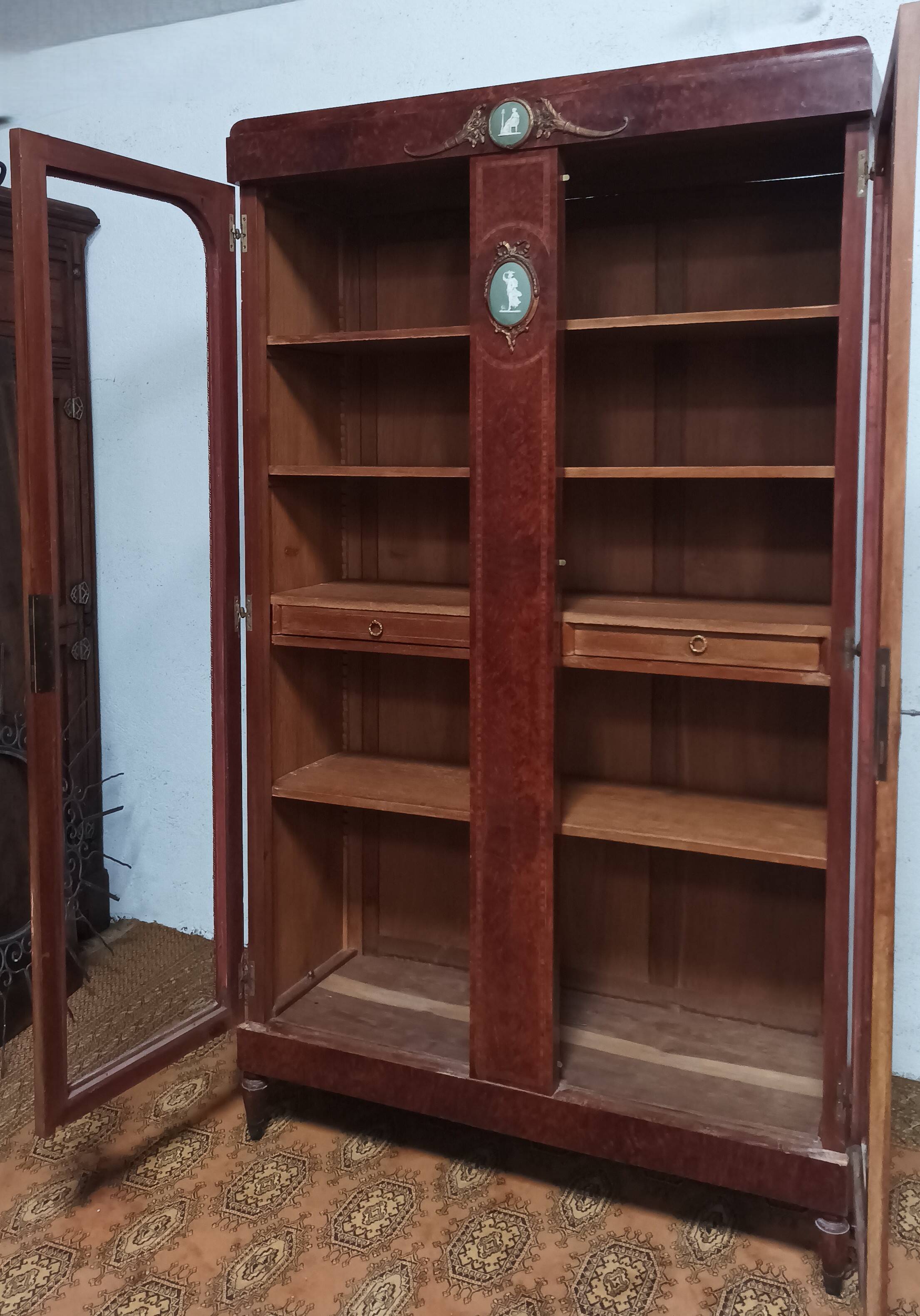 Louis XVI library in cedar burl