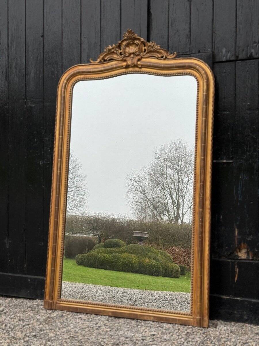 Louis XV style mirror in stuccoed and gilded wood, circa 1880