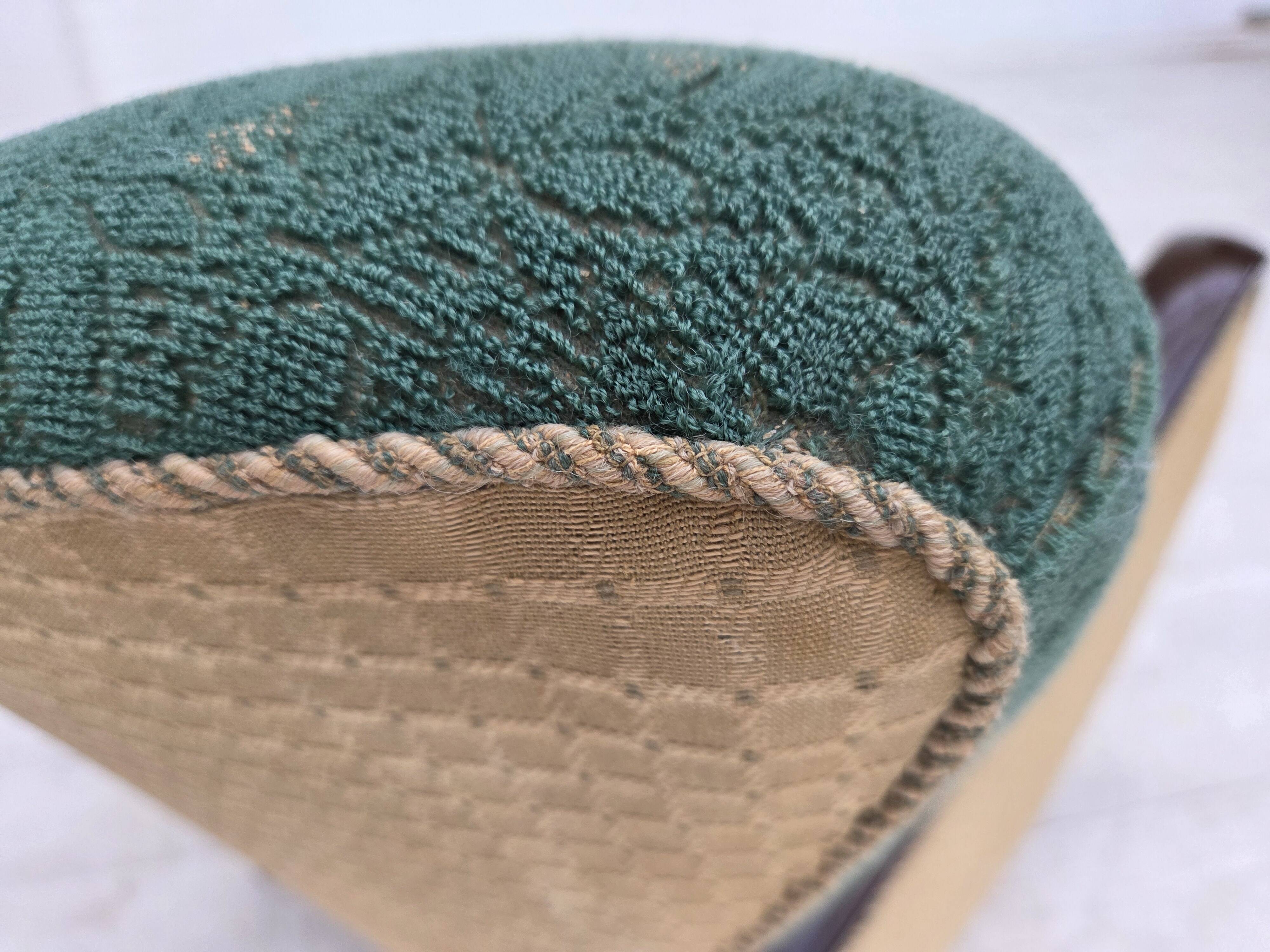 1960s, Danish armchair, green and beige furniture wool.