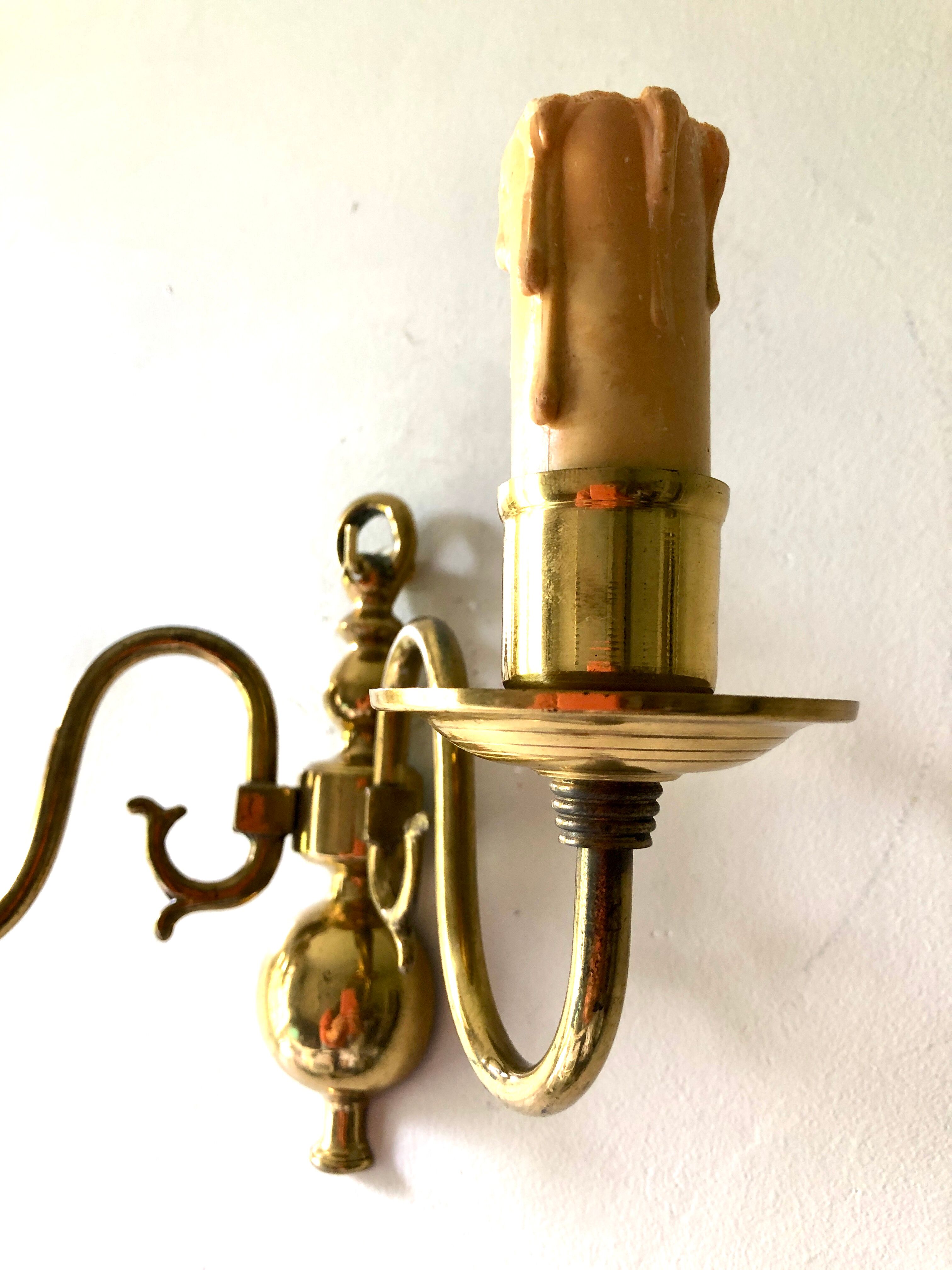 Pair of double sconces in gilded brass 1950