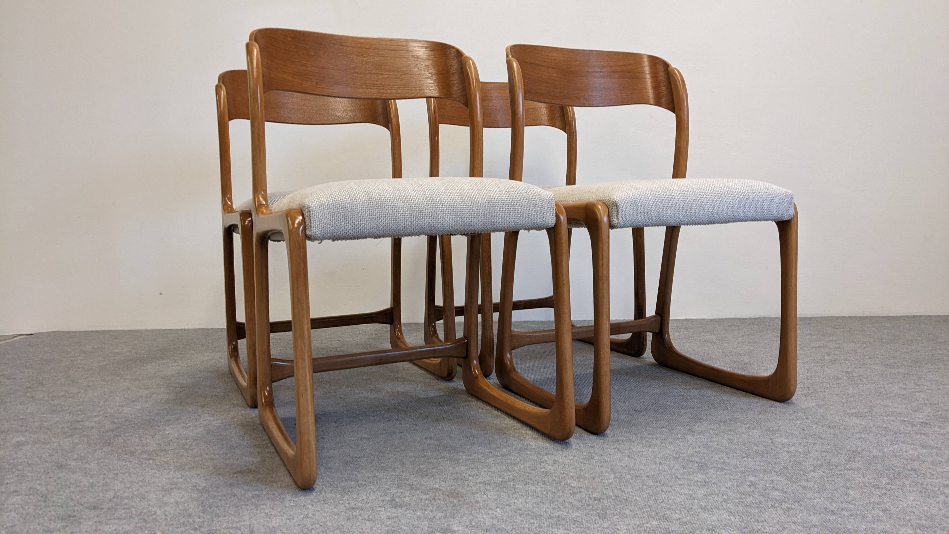 Set of 4 Baumann sled chairs, France circa 1970.
